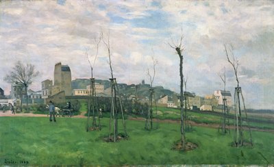 Veduta di Montmartre dalla Cité des Fleurs, Les Batignolles, 1869 da Alfred Sisley